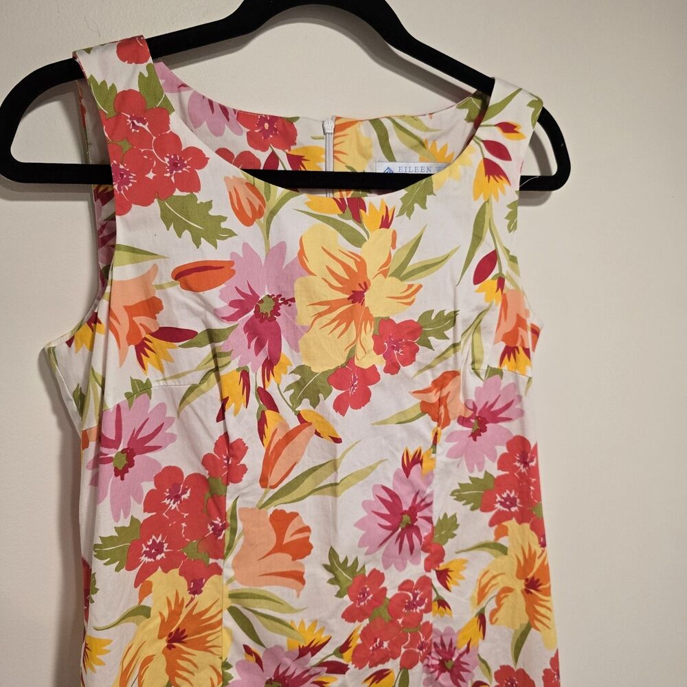 Vintage Eileen West Classic Floral Shift Dress Womens 8 Bright Prep Spring USA - Picture 2 of 7